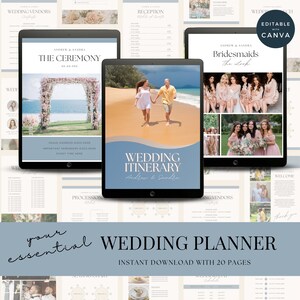 Digital Wedding Planner | Wedding Guest List | Wedding Budget Planner | Canva Templates | Wedding Binder | Wedding Itinerary Checklist