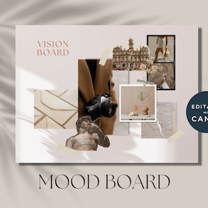 Paquete de Moodboards de Canva, plantillas de tableros de visión de Canva, tableros de inspiración editables, kit de marketing de moodboards para pequeñas empresas, kit de moodboards