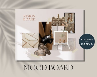 Paquete de Moodboards de Canva, plantillas de tableros de visión de Canva, tableros de inspiración editables, kit de marketing de moodboards para pequeñas empresas, kit de moodboards