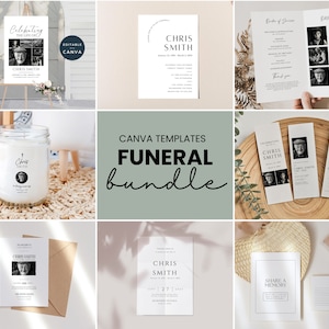 In Loving Memory Funeral Bundle, Minimalist Celebration of Life Signs, Memorial Printables, Funeral Decor, Obituary Signage, Grieving Kit