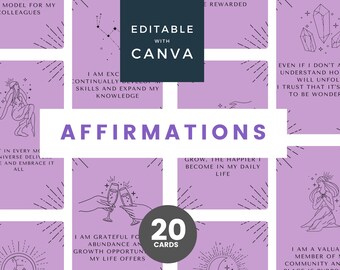 Affirmation Cards Template Canva, Affirmation Station, Printable Affirmation Cards, Affirmation Cards Printable, Affirmation Cards For Adult