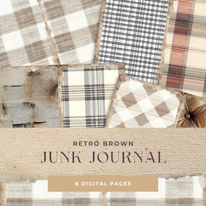 Horizontal Retro Brown Pages, Landscape Papers, Digital Junk Journal, Printable Papers, Junk Journal Kit, Junk Journaling Supplies