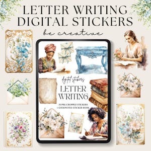 Pegatinas para planificador digital de Letter Writer, pegatinas para autor de Goodnotes, pegatinas para planificador de amantes de los libros en formato PNG, pegatinas para amantes de los libros, profesores y lectores