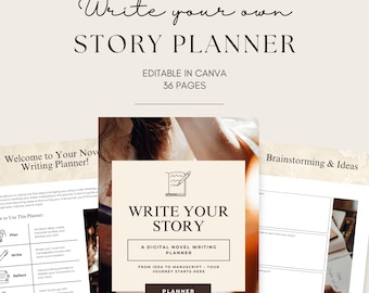 Write Your Own Story Planner | Novel Writing Printable | Fiction Writing Template | Story Outline Planner | Instant Download PDF| Canva
