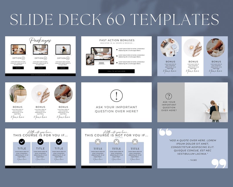 60 Slide Deck Presentation, Canva Presentation Template, Social Media ...
