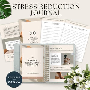 Stressabbau Journal, Selbstfürsorge Arbeitsbuch | Psychische Gesundheit Tracker | Achtsamkeit & Angstlinderung | Druckbare Canva White Label Rechte