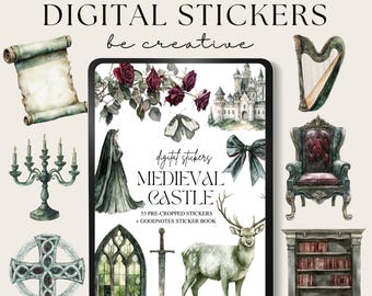 Medieval Castle Digital Planner Stickers, Goodnotes Celestial Stickers, Png Witchy Woo Planner Stickers, Fantasy Stickers, Mystic Forest