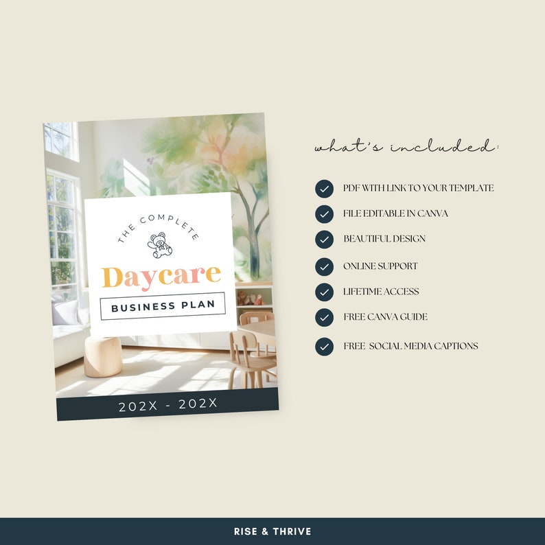 Day Care Business Plan Canva, Industry Template, Editable Biz Document