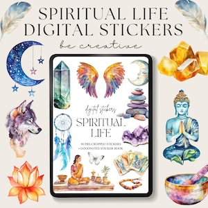 Spiritual Life Digital Planner Stickers, Download Meditation Goodnotes Stickers, Spirituality Stickers for Ipad, Yoga Buddhism Embellishment