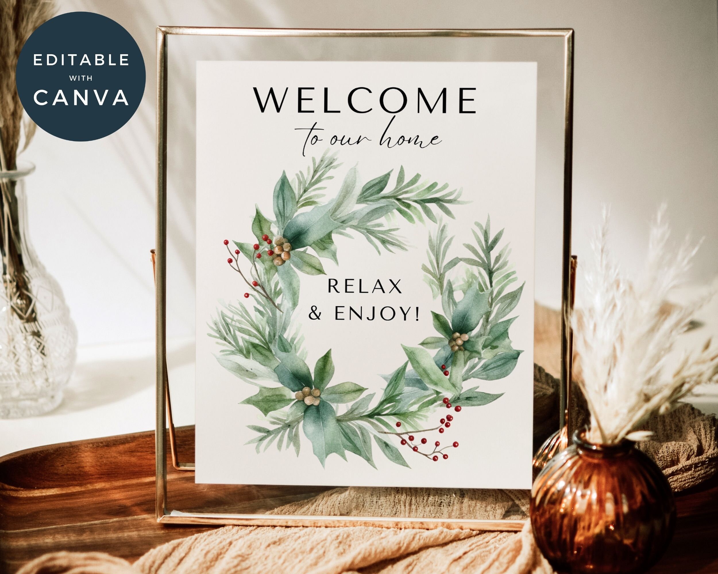 Christmas Airbnb Welcome Sign Canva Template, Airbnb Printable, Airbnb ...