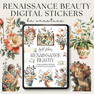 Renaissance Beauty Digital Stickers, Goodnotes Floral Stickers, Greek Stickers, Goodnotes Planner Collection, Notability Set, Png Sticker