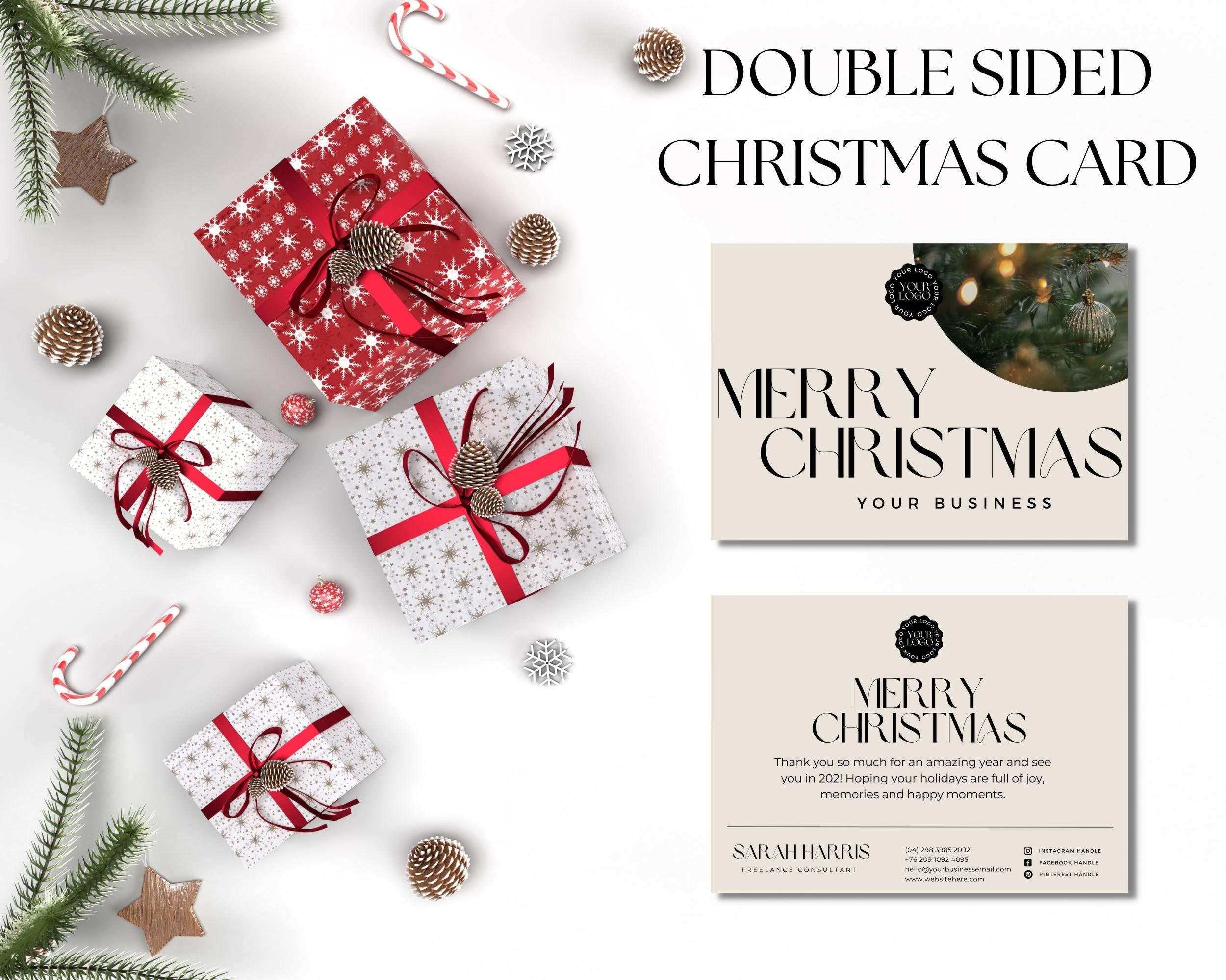 Canva Editable Christmas Card Template - Etsy