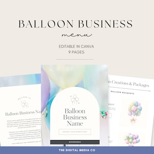 Editable Balloon Business Template, Entertainment Company Form, Customizable Pricing Guide for Balloon Shop, Digital Canva Download