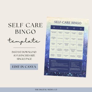 Self Care Bingo, Self-Care Challenge, Mental Health Tracker, Wellness Bingo Game, Instant Download, Canva Printable Activity, Fun Sheet