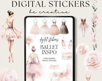 Ballet Digital Planner Stickers | Digital Sticker Book | Goodnotes Stickers | Ballerina Stickers | Goodnotes Planner | iPad Dance Pngs