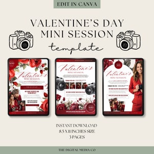 Photographers Valentines Day Marketing Template, Valentine&#39;s Day Canva Flyer, Valentines Day Mini Session Template, Photography Marketing