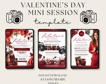 Photographers Valentines Day Marketing Template, Valentine's Day Canva Flyer, Valentines Day Mini Session Template, Photography Marketing