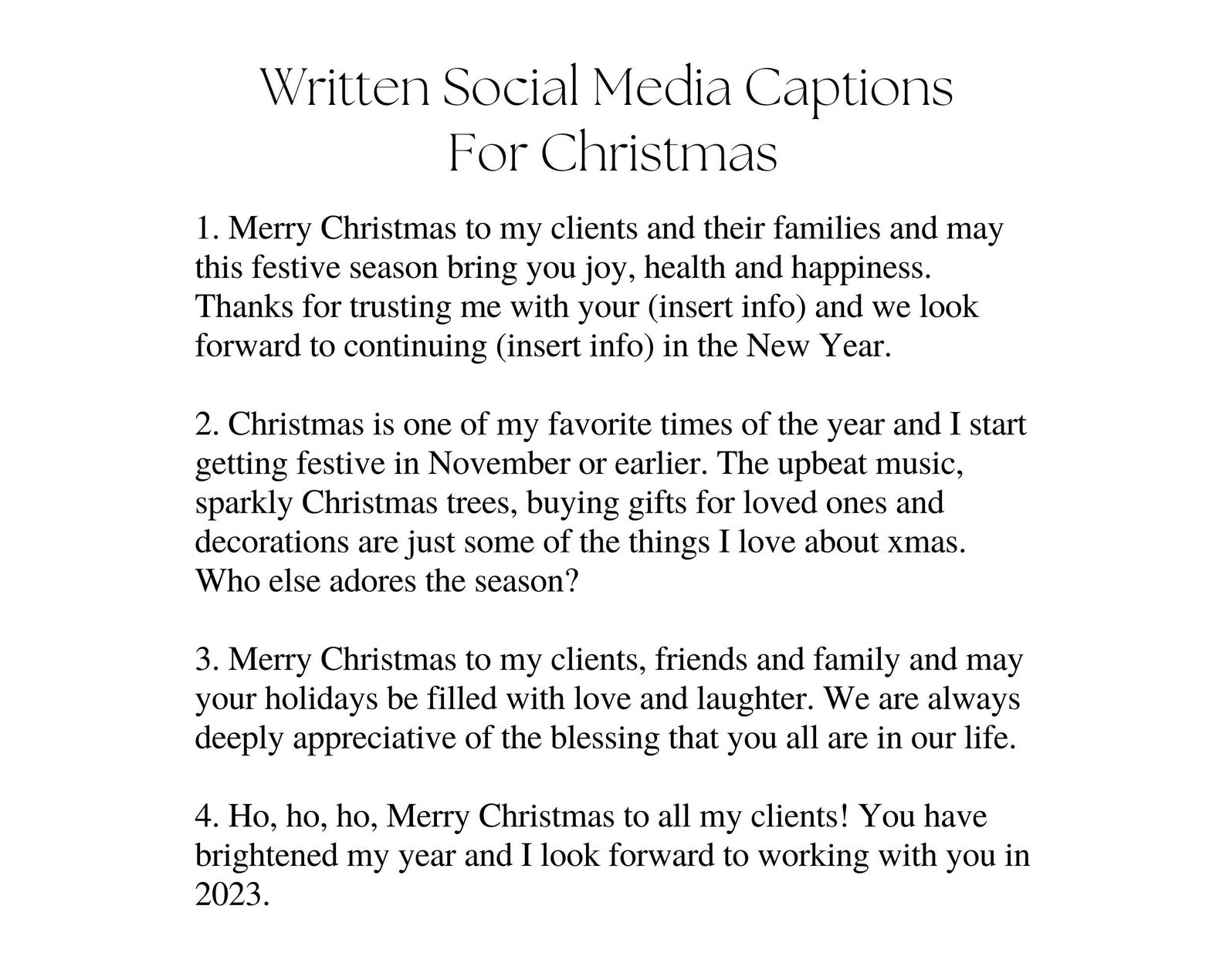 Christmas Captions Christmas Social Media Content Christmas Etsy