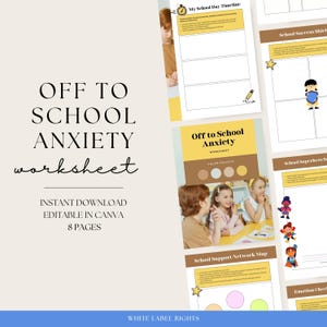 Off To School Anxiety Worksheet, Printable Back to School Resource, Emotional Regulation Activity for Children, Canva Template