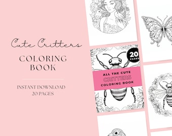 Bugs and Butterfly Coloring Pages | 20 Pages | Cute Coloring Pages | For Kids and Adults | Digital Download  |  Colouring Book Activity