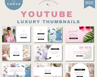 Trendy Pastel Youtube Thumbnails | 10 Spring Aesthetic Templates | Editable Canva Thumbnails for YouTube Videos | Modern Youtuber Marketing