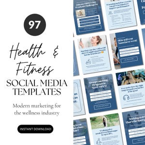 Health and Fitness Social Media Templates, Editable Canva Templates for Instagram & Facebook, Wellness Marketing, Gym Business Posts