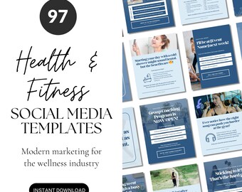 Gesundheit und Fitness Social Media Vorlagen, bearbeitbare Canva Vorlagen für Instagram & Facebook, Wellness Marketing, Gym Business Posts