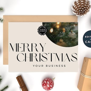 Canva bewerkbare kerstkaartsjabloon, ondernemerskerstkaart, zakelijke afdrukbare, Canva kerstkaartsjabloon, modern vrolijk kerstfeest