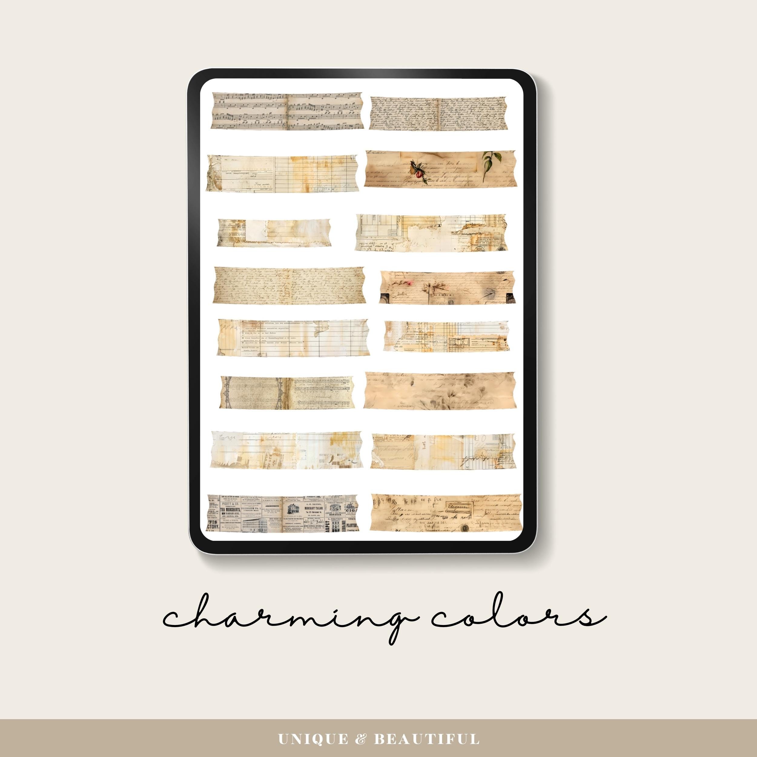 Old Paper Digital Washi Tape, Charming Goodnotes Embellishments, Grunge ...