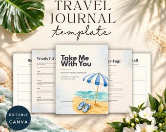 Travel Journal Canva Template, 90 Day Travel Planner, Editable Vacation Journal, Printable Trip Diary, Travel Memory Book, Instant Download