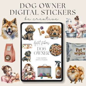Dog Lover Digital Planner Stickers, Puppy Digital Stickers, Goodnotes Stickers, Canine Animal Stickers, Notability Embellishments, Pet PNG