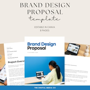 Proposition de design de marque, Modèle commercial Canva, Marketing d'entreprise imprimable, Cahier d'exercices pour designer de marque, Proposition de projet pour un indépendant
