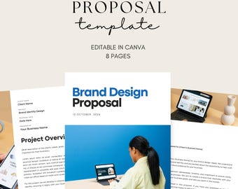 Propuesta de diseño de marca, plantilla empresarial de Canva, marketing empresarial imprimible, libro de trabajo para diseñador de marca, propuesta de proyecto para freelancers