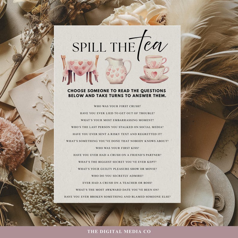 Spill the Tea Game, Fun Game Printable, Adult Tea Party Game, Brunch ...