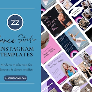 22 Dance Studio Templates, Dance Teacher Social Media Posts, Canva Templates For Professional Dancers, Marketing Small Business