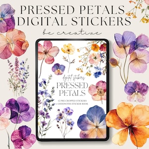 Pressed Petals Digital Stickers, Goodnotes Floral Stickers, Flowers Stickers, Goodnotes Planner Collection, Notability Ipad Set, PNG