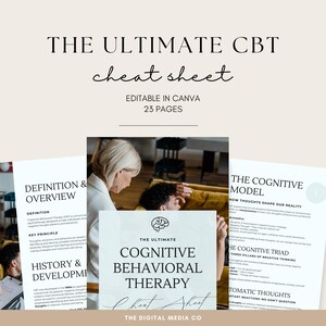 De ultieme CBT-spiekbriefje, gids cognitieve gedragstherapie voor geestelijke gezondheid en zelfhulp, Canva-therapeutsjabloon