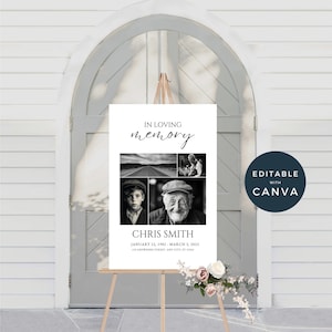 In Loving Memory Funeral Welcome Sign, Minimalist Celebration of Life Poster, Large Funeral Sign, Memorial Printable, Funeral Decor, Passing