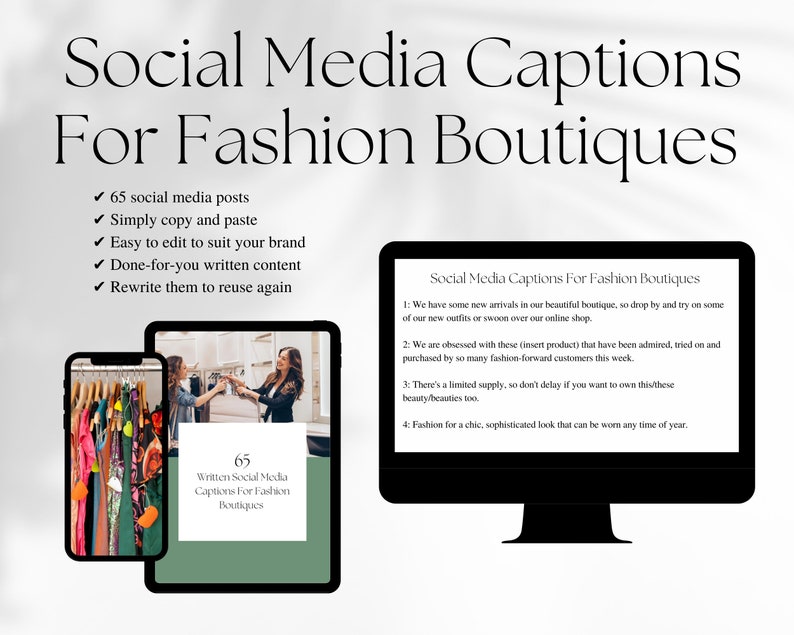 Written Social Media Captions for Fashion Boutiques Instagram Etsy