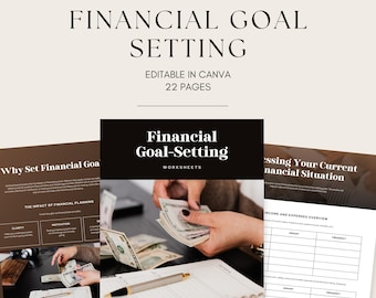 Financial Goal Setting Workbook, Budget & Money Planning PDF for Smart Saving, Canva Template for Finance and Banking, Printable Cash Saver