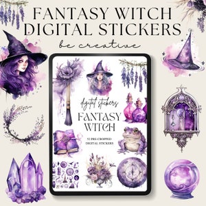 Fantasy Witch Digital Planner Stickers, Goodnotes Celestial Stickers, Png Witchy Woo Planner Stickers,  Fantasy Stickers, Mystic Decorations