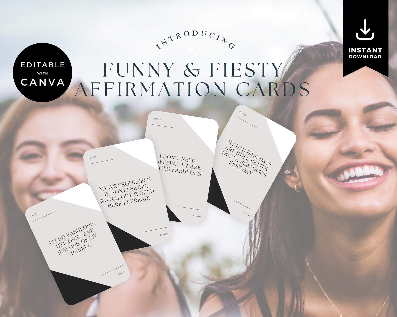 Funny and Fiesty Affirmation Cards Template Canva, Affirmation Station ...