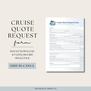 Cruise Quote Request Form Template, Travel Agent PDF, Editable Printable Client Sheet, Canva Tour Document, Boat Trip Intake Form, Agency