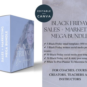 Black Friday Canva Templates, Black Friday Instagram Canva Templates, Black Friday Canva Bundle, Black Friday Reels, Done-For-You Promotion