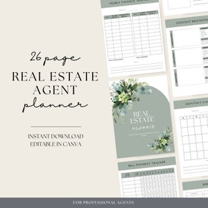 Real Estate Agent Planner, Realty Marketing Bundle, Realtor Templates, Realtor Journal, Real Estate Broker E-book, Canva Templates