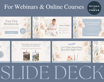 Webinar Slide Deck Canva Template, 18 Editable Presentation Slides for Online Course, Coach, Workshop & Masterclass