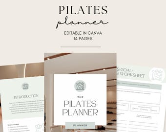 Pilatesplanner | 14 pagina's fitnessdagboek pdf | Wekelijkse workouttracker | Digitaal pilateslogboek | Directe download, Canva Health-sjabloon