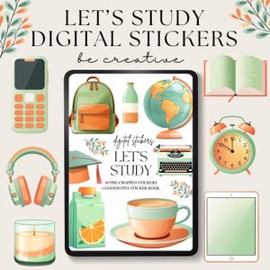 Let&#39;s Study Digital Stickers, Goodnotes Education Stickers, School Stickers, Goodnotes Student Planner Collection, Notability Embellishments