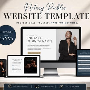 Premium Notary Website Template, Editable Canva Design