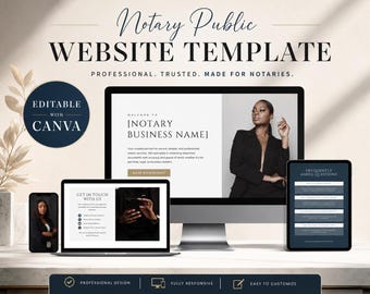 Premium Notary Website Template, Editable Canva Design